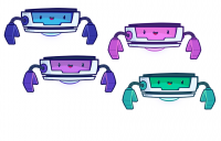 Personaggi Blocky - robottini colorati che rappresentano i blocchi di istruzione nei linguaggi a blocchi, immagine nel carousel della sezione Team su lianka.it