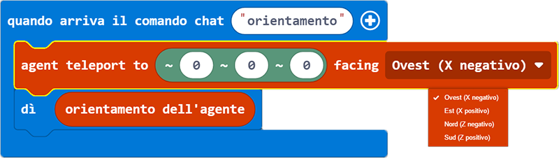 Comando Chat Orientamento per orientare Agente