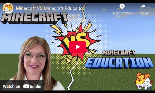 Copertina dell’articolo “Minecraft VS Minecraft Education” con confronto tra gioco e versione didattica, evidenziando le differenze tra intrattenimento e apprendimento.