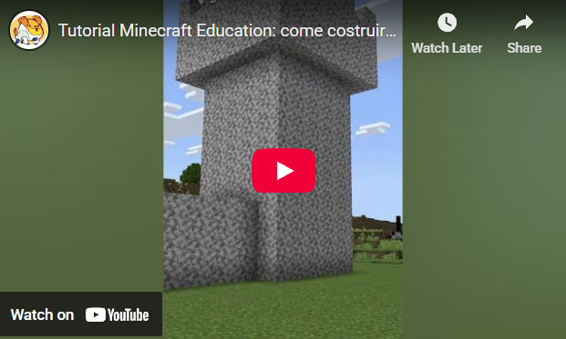 Copertina di un video YouTube short con tutorial per costruire un castello in Minecraft Education usando il coding