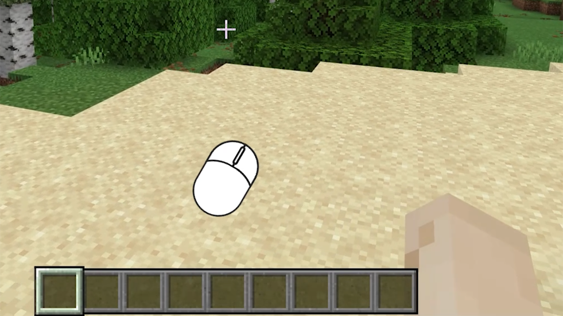 Movimento del mouse a destra nel mondo di Minecraft Education.